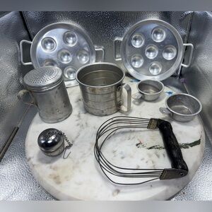 Lot of VTG/Silver tone Aluminum Kitchen Accessories